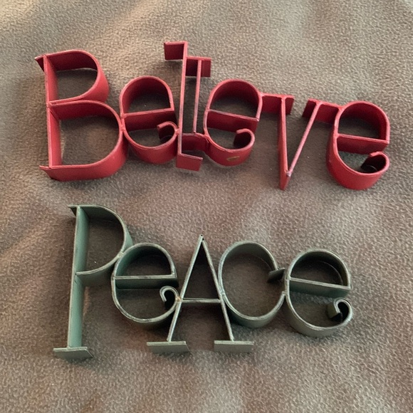 Other - Cute Believe and Peace metal standing signs. Approx 5” tall. 13” long & 9 1/2”